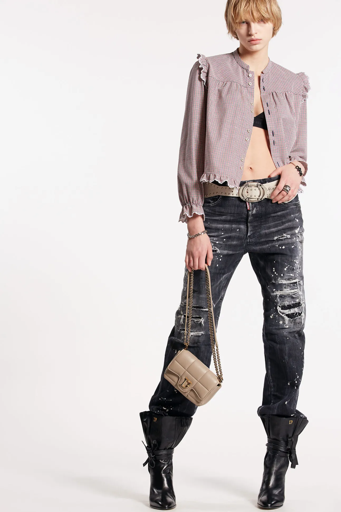 Check Embellished Shirt