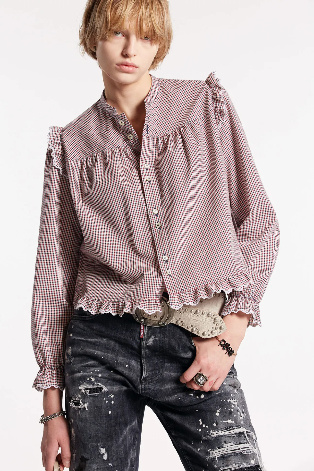 Check Embellished Shirt