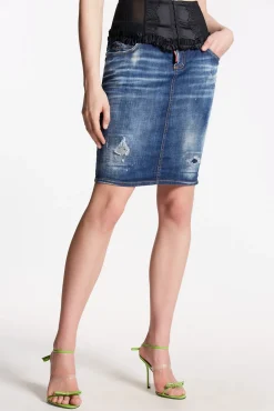 Cloudy Wash Corset Pencil Skirt