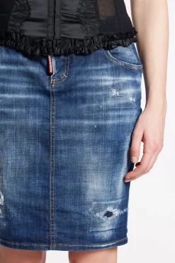 Cloudy Wash Corset Pencil Skirt