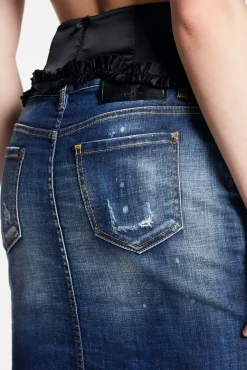Cloudy Wash Corset Pencil Skirt