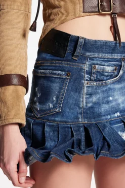 Cloudy Wash Side Open Denim Skirt