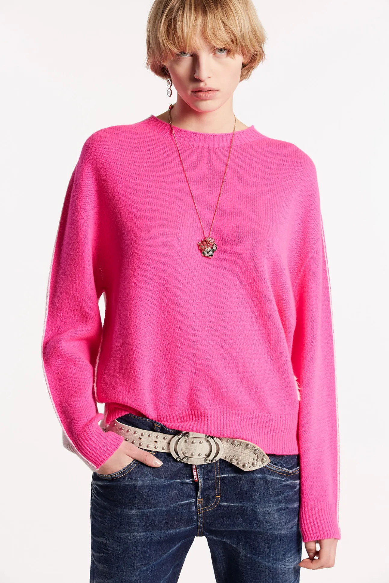 Contrast Color Crewneck Knit
