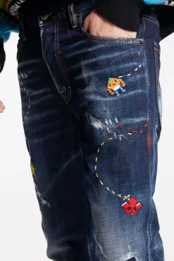 Dark Monster Maze Wash Skater Jeans