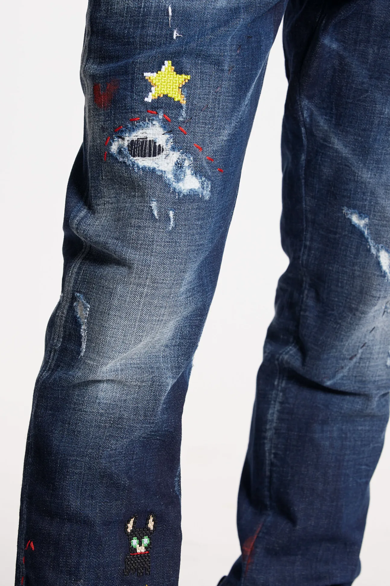 Dark Monster Maze Wash Skater Jeans