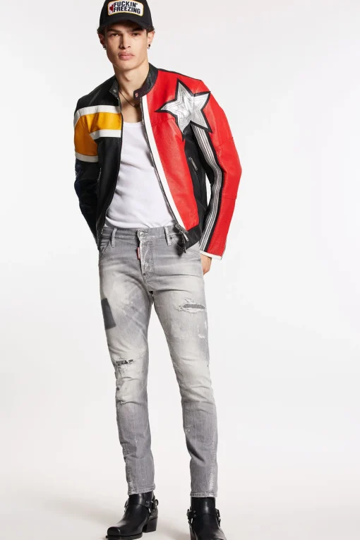 Grey Square Wash Sexy Twist Jeans