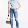 Medium Crystal Peach Medium Waist Cropped Twiggy Jeans