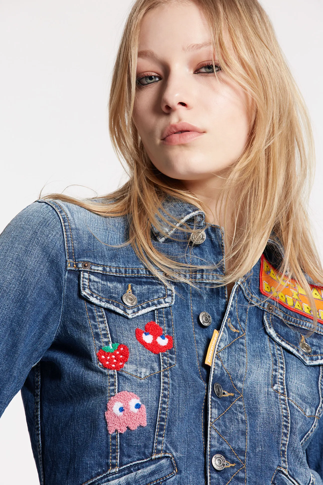 Pac-Man Medium Wash Boyfriend Jean Jacket