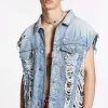 Vintage Destroyed Wash Classic Jean Vest