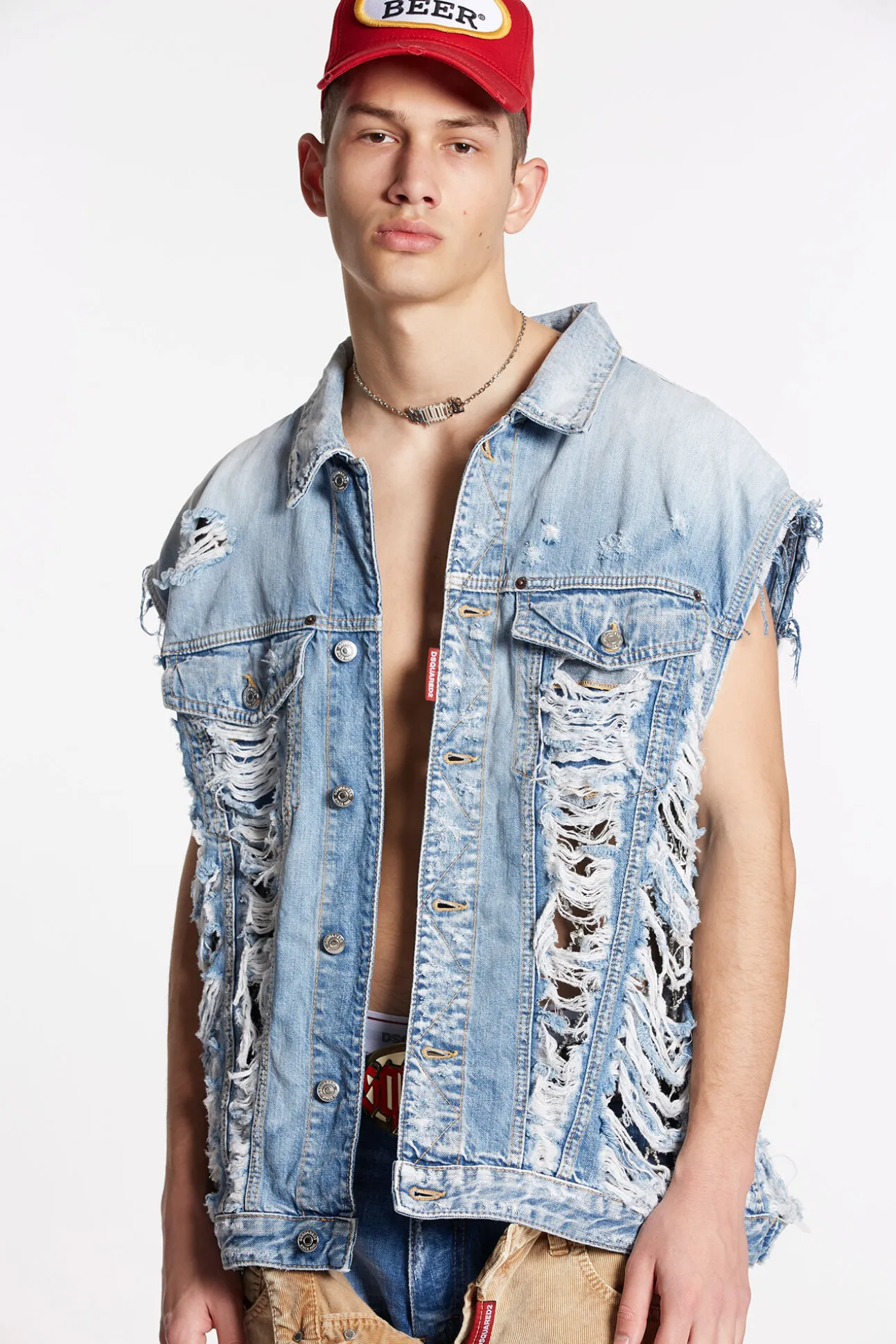 Vintage Destroyed Wash Classic Jean Vest