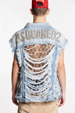 Vintage Destroyed Wash Classic Jean Vest