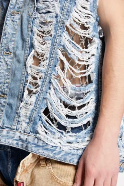Vintage Destroyed Wash Classic Jean Vest